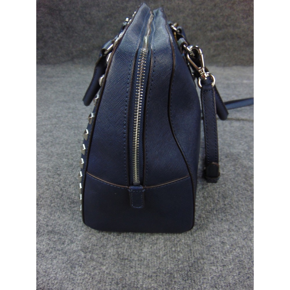 Michael Kors Sutton Satchel Navy Leather Top Zip Structured Bag Top Zip Edgy Bag - Picture 8 of 14